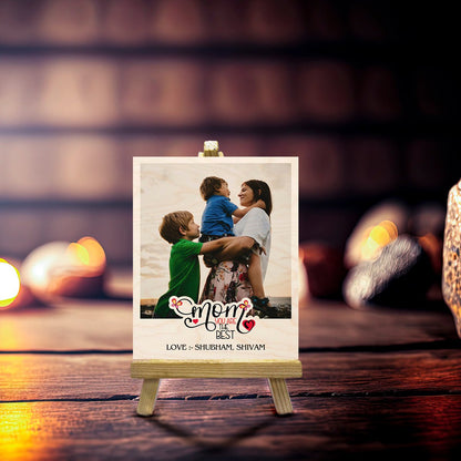 Mom Wood Print with Stand and Personalized Photo for Mother - Sblossom