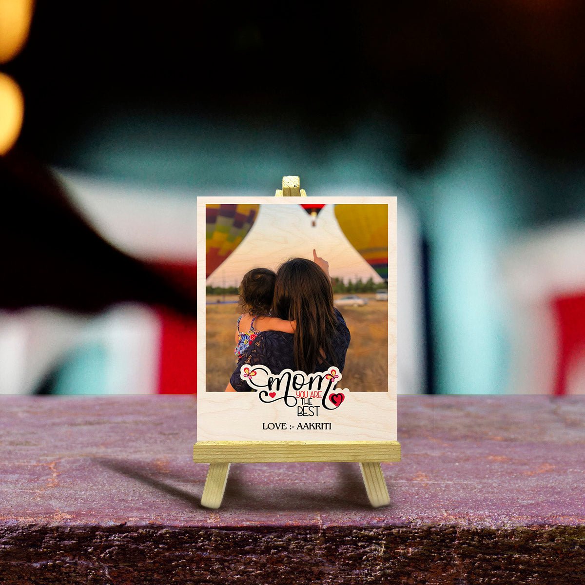 Mom Wood Print with Stand and Personalized Photo for Mother - Sblossom