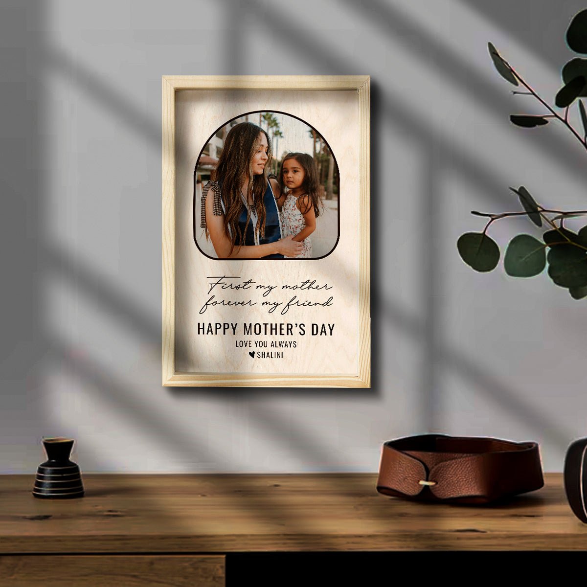 Mothers Day Photo Frame in Wood with Personalized Mom Picture - Sblossom