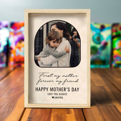 Mothers Day Photo Frame in Wood with Personalized Mom Picture - Sblossom