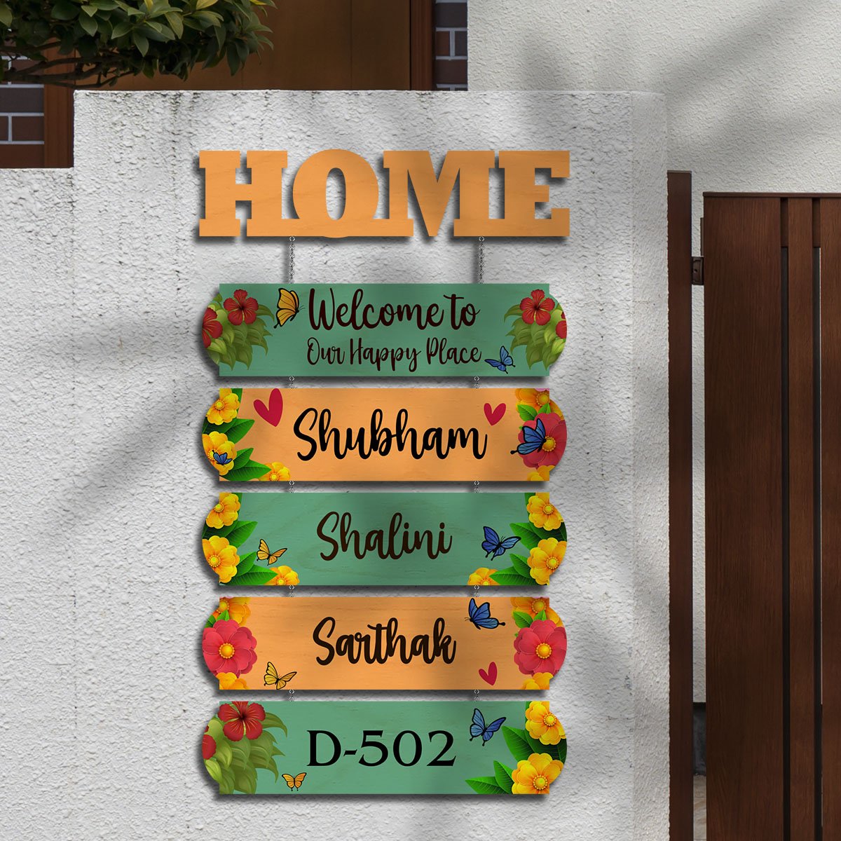 Multi-Plank Hanging Name Plate for Home — Family Wood - Sblossom