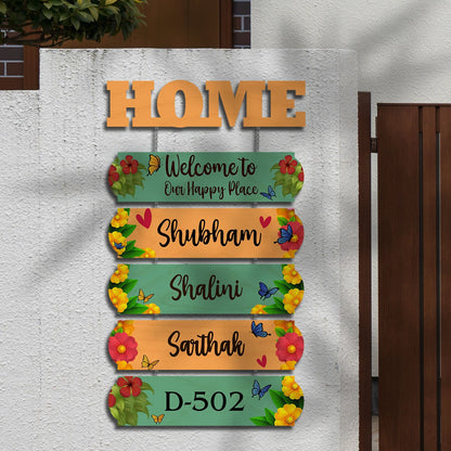 Multi-Plank Hanging Name Plate for Home — Family Wood - Sblossom