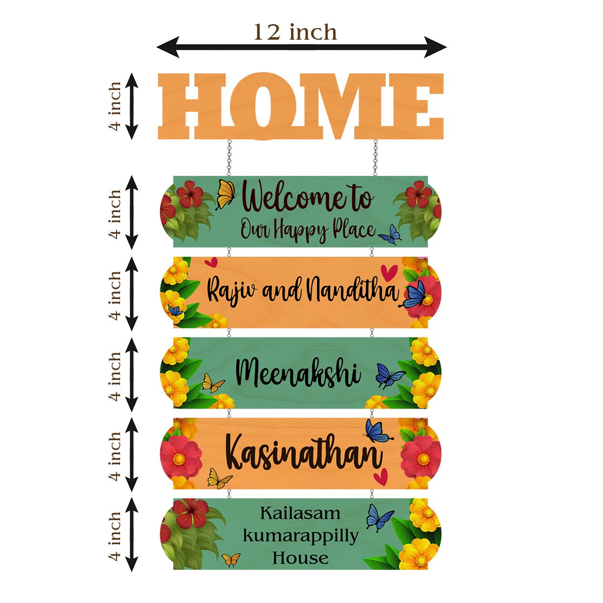 Multi-Plank Hanging Name Plate for Home — Family Wood - Sblossom