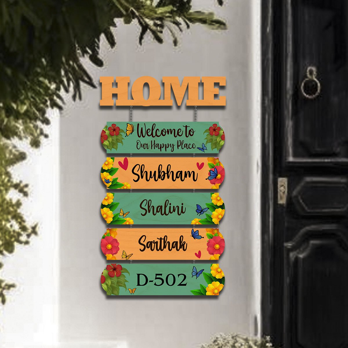 Multi-Plank Hanging Name Plate for Home — Family Wood - Sblossom