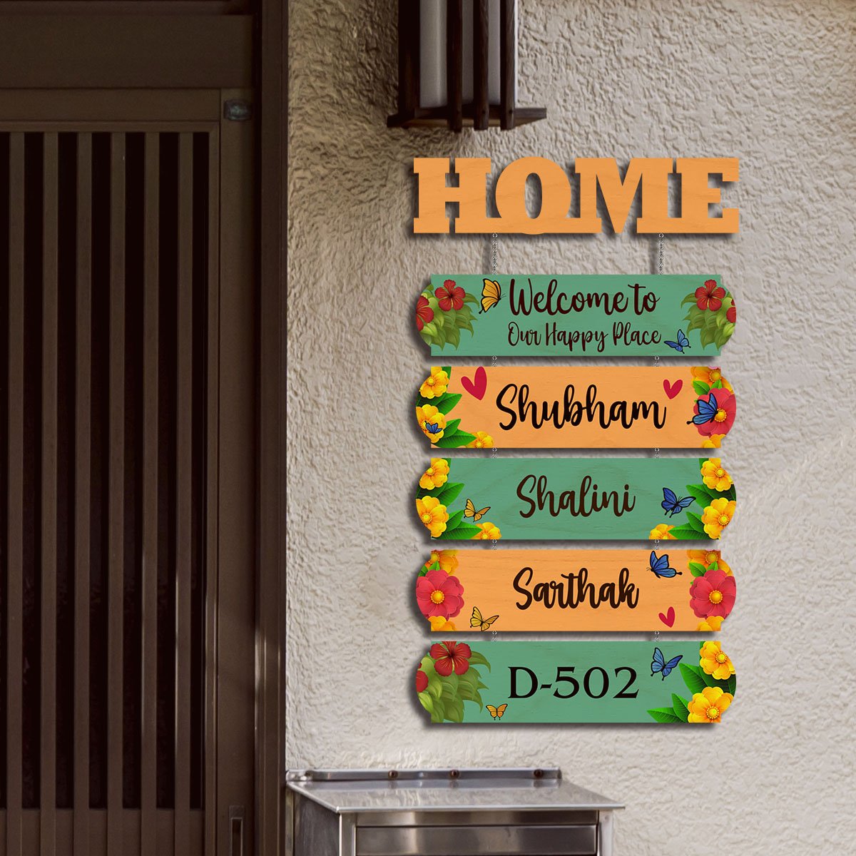 Multi-Plank Hanging Name Plate for Home — Family Wood - Sblossom