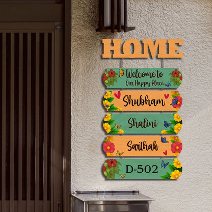 Multi-Plank Hanging Name Plate for Home — Family Wood - Sblossom