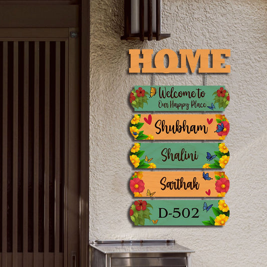 Multi-Plank Hanging Name Plate for Home — Family Wood - Sblossom