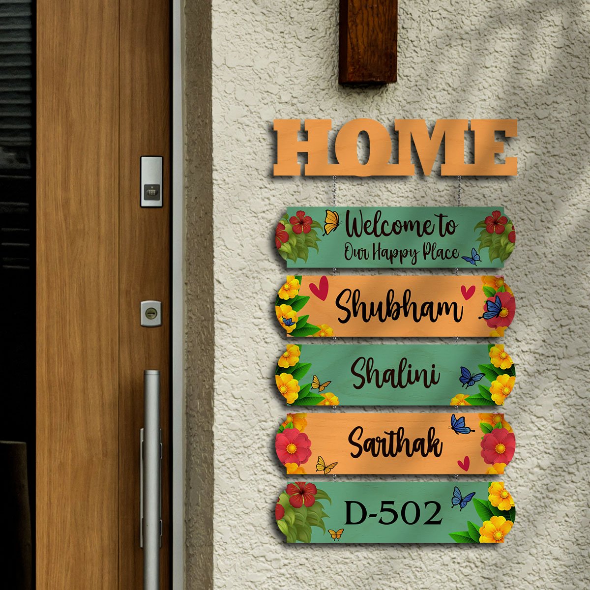 Multi-Plank Hanging Name Plate for Home — Family Wood - Sblossom