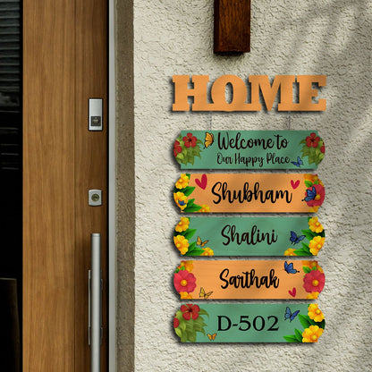 Multi-Plank Hanging Name Plate for Home — Family Wood - Sblossom