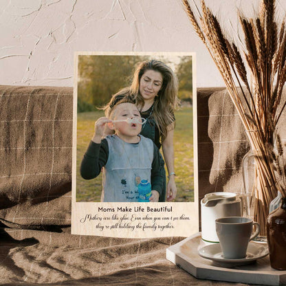 Mum Photo Print on Wood with Personalized Quote Design - Sblossom