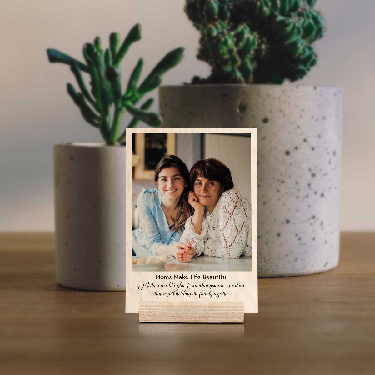 Mum Photo Print on Wood with Personalized Quote Design - Sblossom