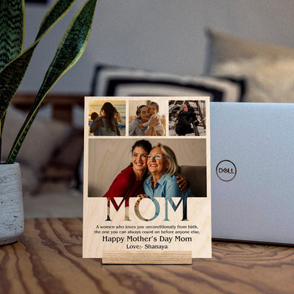 Mum Picture Frame in Wood with Personalized Photo for Mother - Sblossom