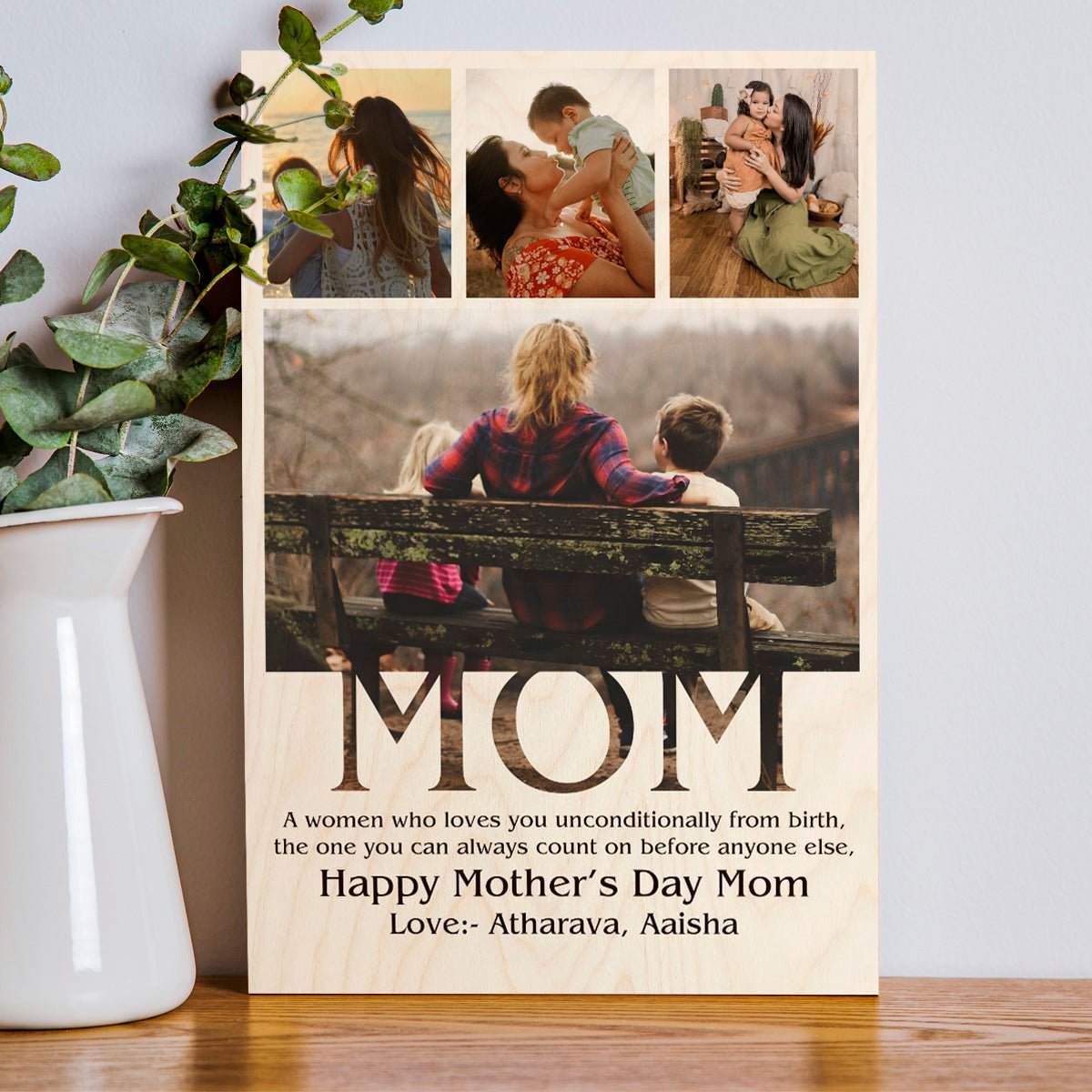 Mum Picture Frame in Wood with Personalized Photo for Mother - Sblossom