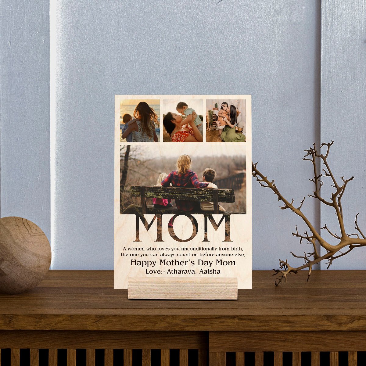 Mum Picture Frame in Wood with Personalized Photo for Mother - Sblossom