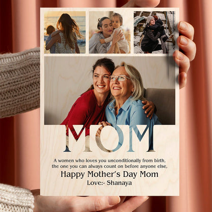 Mum Picture Frame in Wood with Personalized Photo for Mother - Sblossom