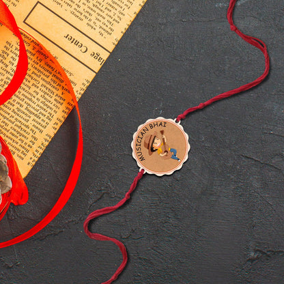 Musician Bhai Rakhi in Wood with Custom Name for Brother - Sblossom