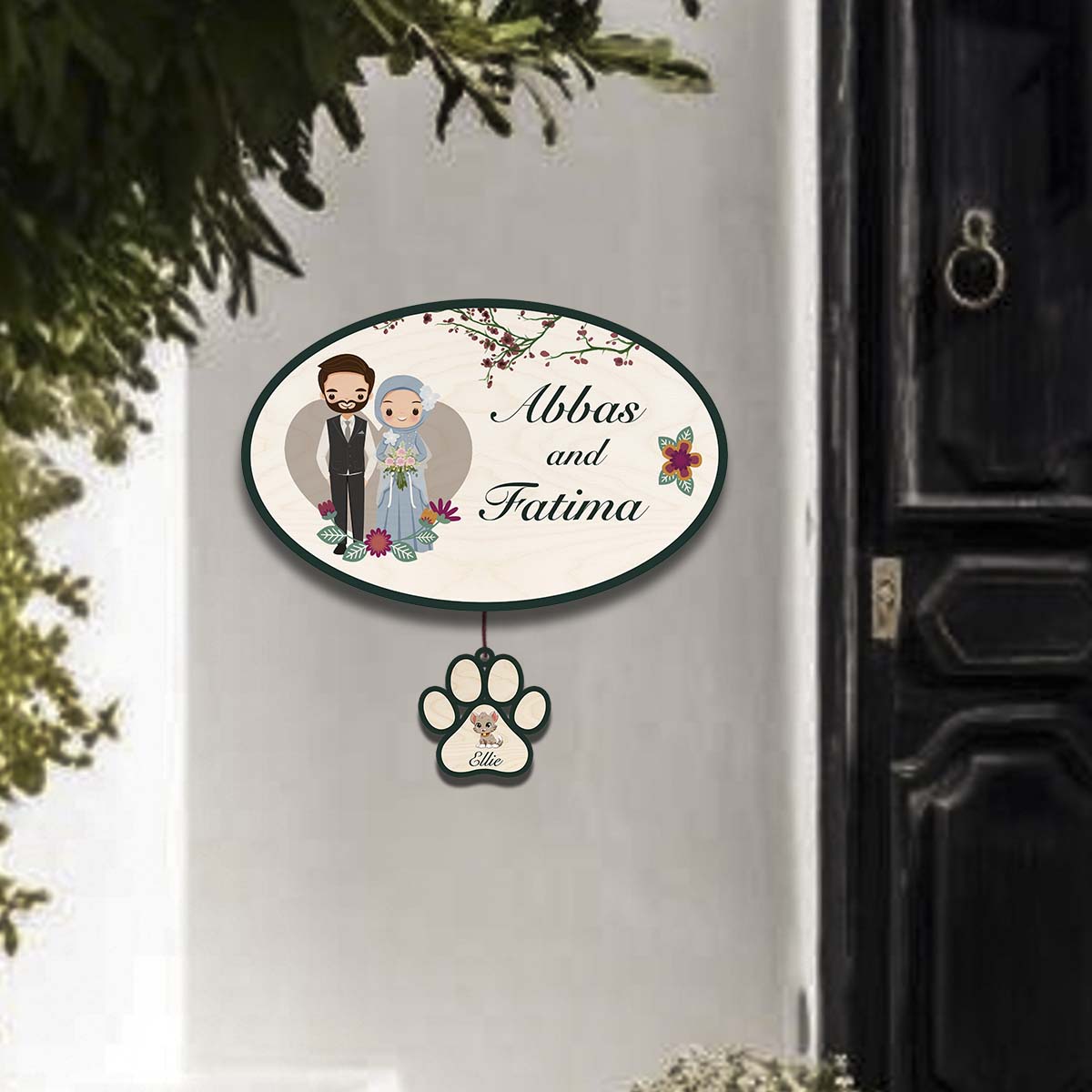 Muslim Mr and Mrs Name Plate – Couple Oval Board for House - Sblossom