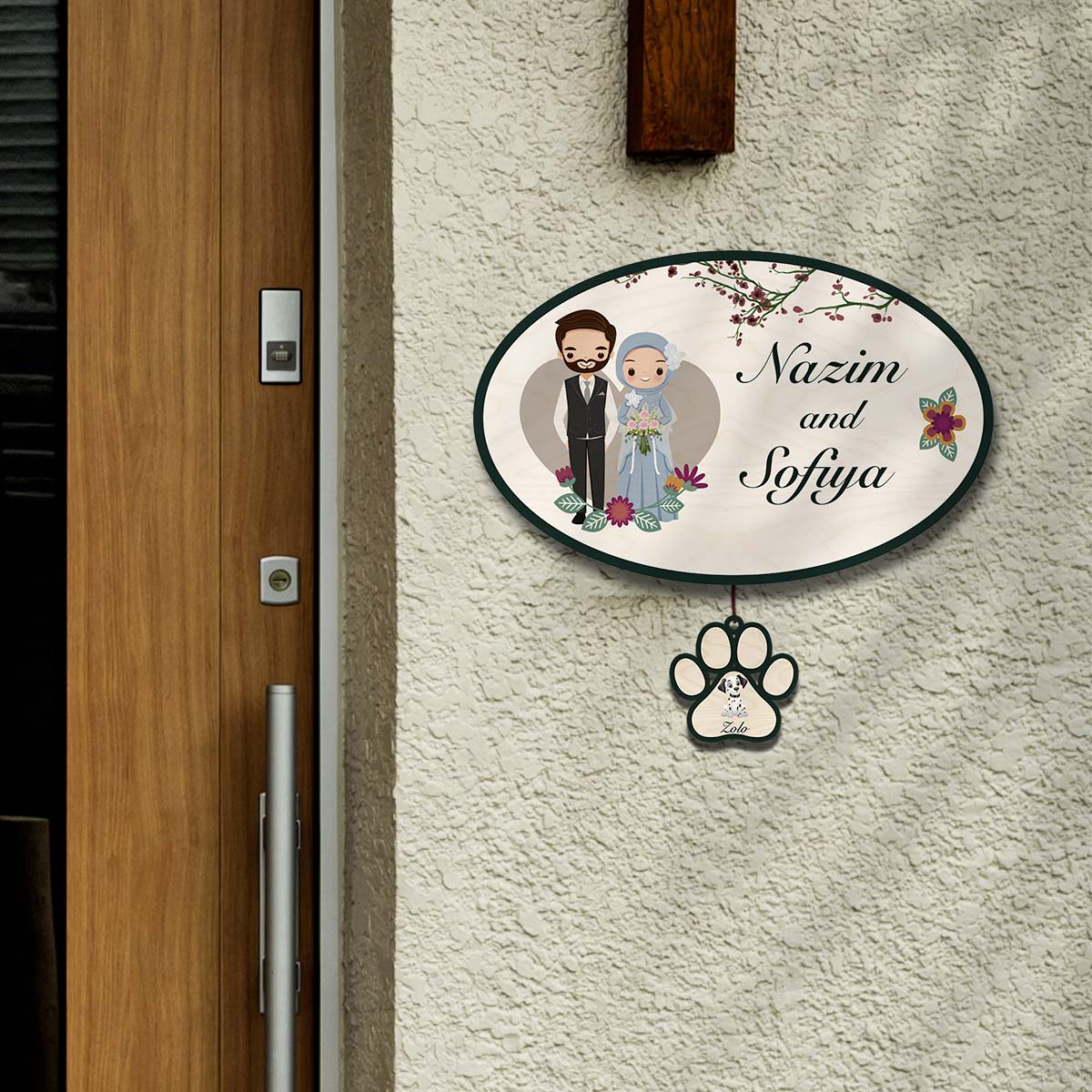 Muslim Mr and Mrs Name Plate – Couple Oval Board for House - Sblossom