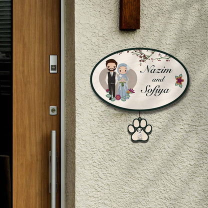 Muslim Mr and Mrs Name Plate – Couple Oval Board for House - Sblossom