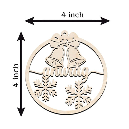 Name Christmas Ornament in Wood with Bells and Snowflakes Design - Sblossom