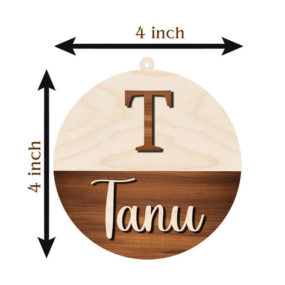 Name Initial Christmas Ornament in Wood with Two Tone 3D Design - Sblossom