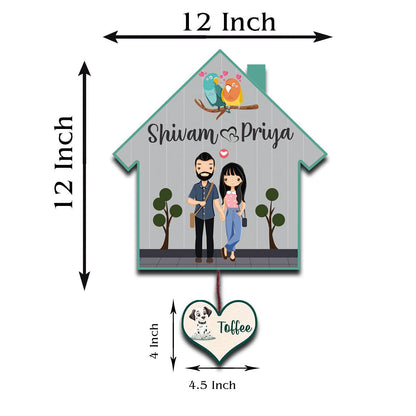 Name Plate for Home – Hut Couple with Pet Heart Tag - Sblossom