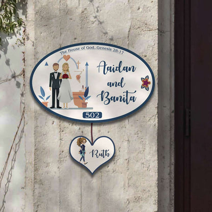 Name Plate for House – Christian Couple with Kid - Sblossom