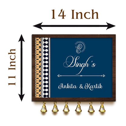 Name Plate for Main Door — Indigo Family, Wooden - Sblossom
