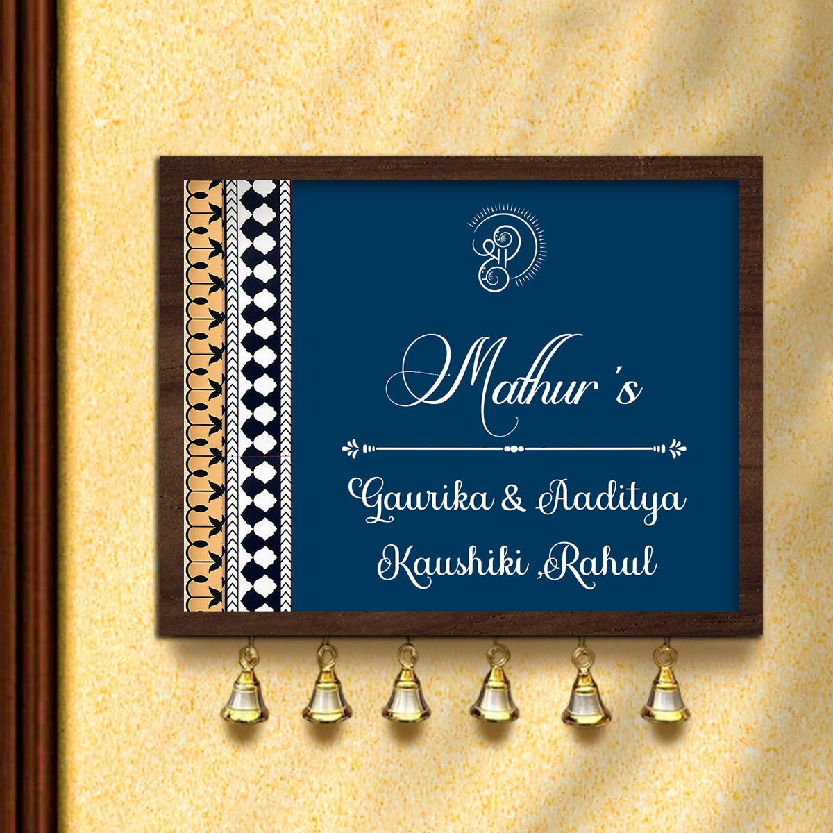 Name Plate for Main Door — Indigo Family, Wooden - Sblossom