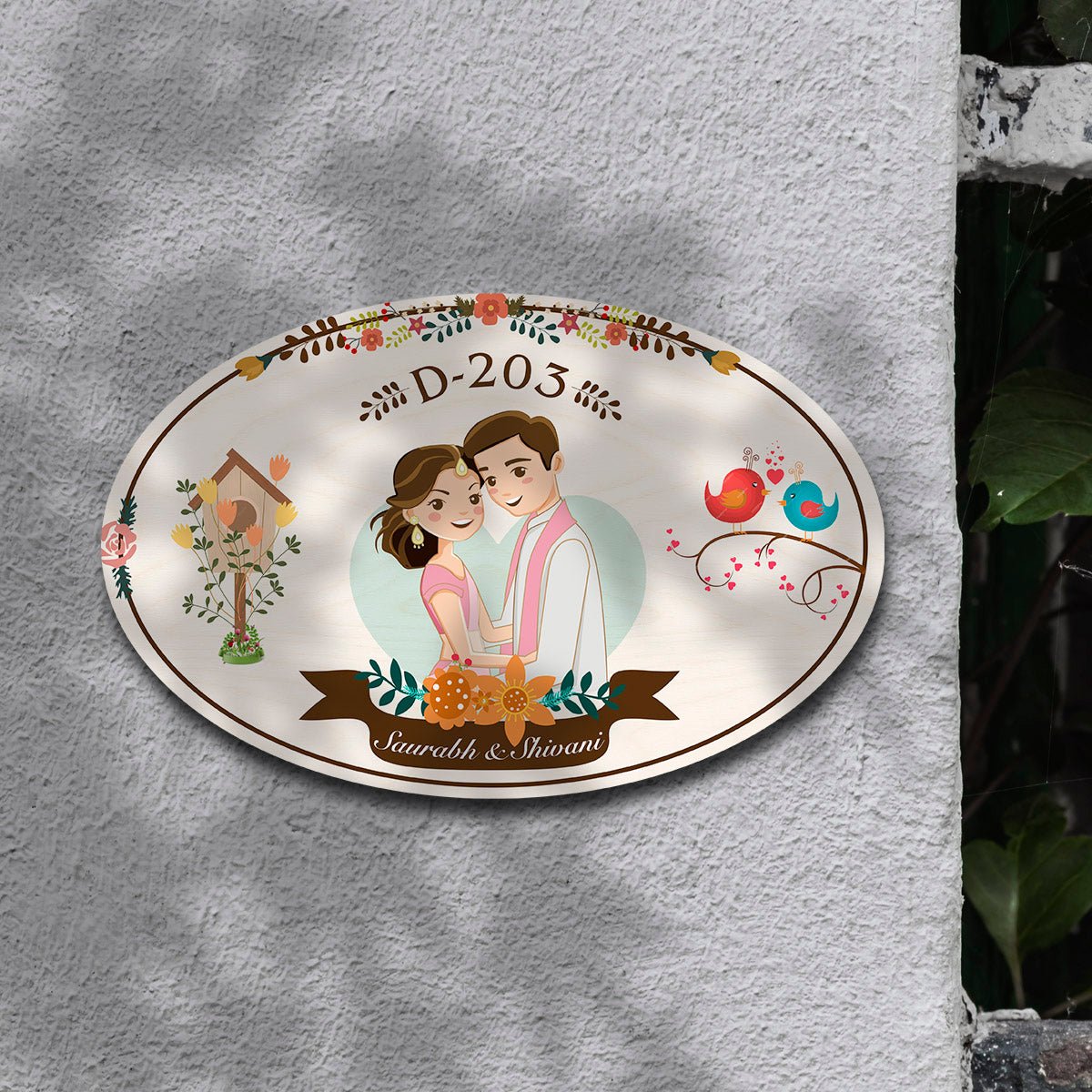 Name Plate Frame Design – Custom Couple Frame Oval for Home Door - Sblossom