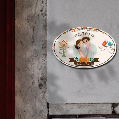 Name Plate Frame Design – Custom Couple Frame Oval for Home Door - Sblossom