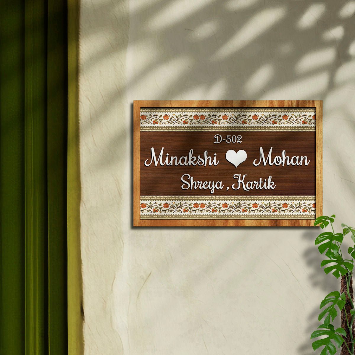 Name Plate Frame – Floral Border Design in 3D Acrylic - Sblossom