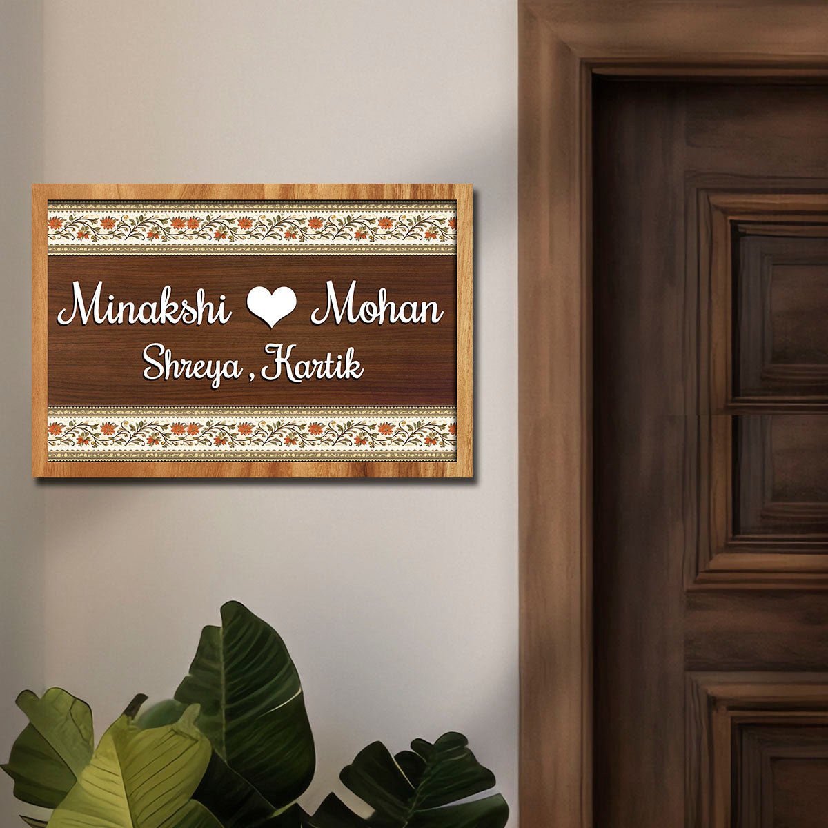 Name Plate Frame – Floral Border Design in 3D Acrylic - Sblossom