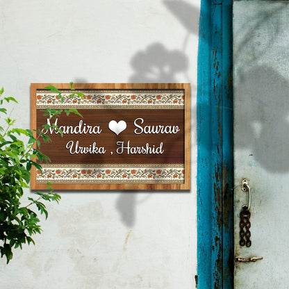Name Plate Frame – Floral Border Design in 3D Acrylic - Sblossom
