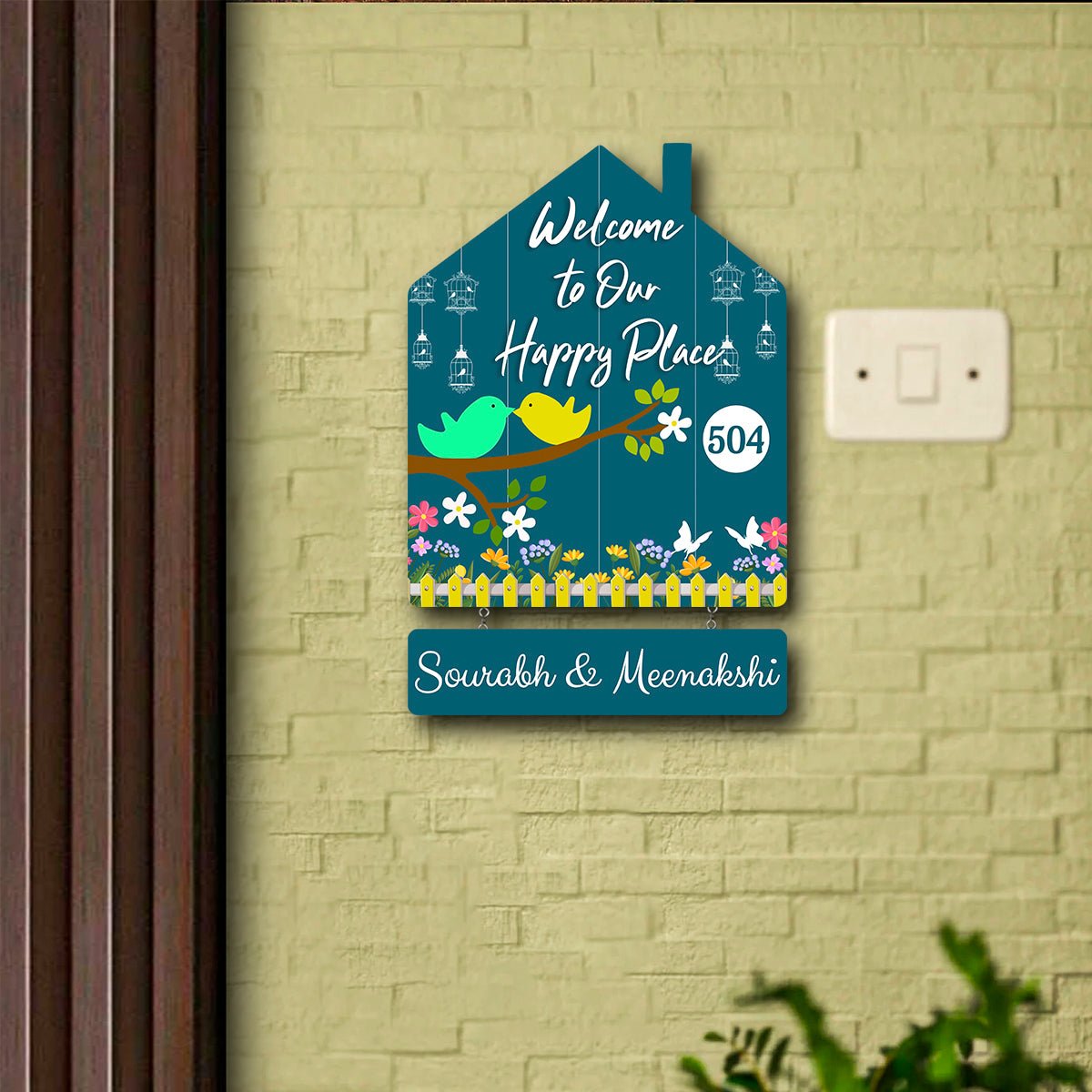 Nameplate Design – Love-Birds Hut-Shape Door for Couple - Sblossom