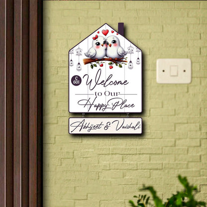 Nameplate Design – Love-Birds Hut-Shape Door for Couple - Sblossom