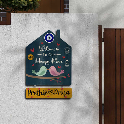 Nameplate Design – Love-Birds Hut-Shape Door for Couple - Sblossom