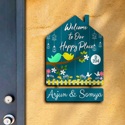 Nameplate Design – Love-Birds Hut-Shape Door for Couple - Sblossom