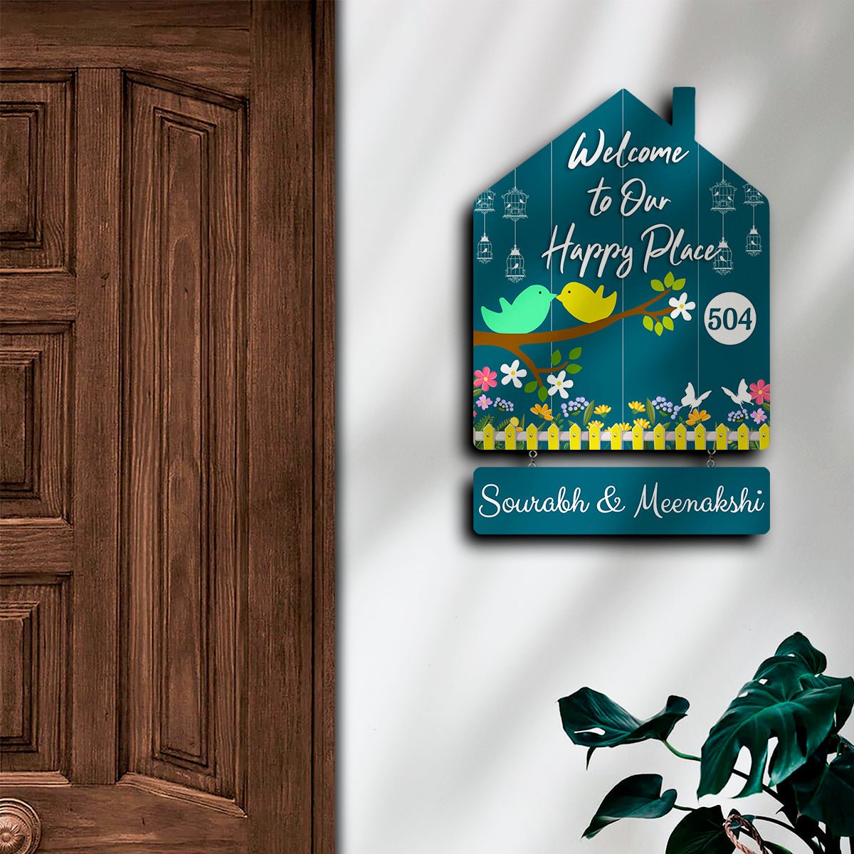 Nameplate Design – Love-Birds Hut-Shape Door for Couple - Sblossom