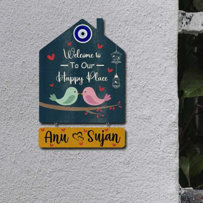 Nameplate Design – Love-Birds Hut-Shape Door for Couple - Sblossom