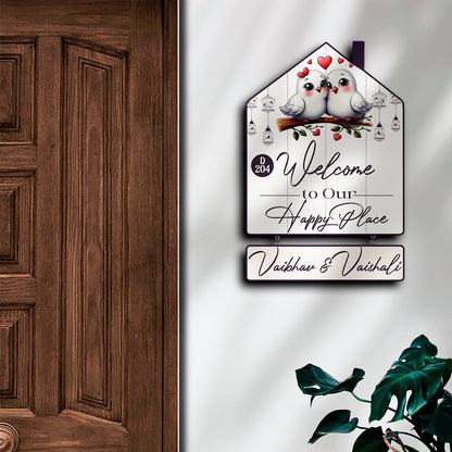Nameplate Design – Love-Birds Hut-Shape Door for Couple - Sblossom