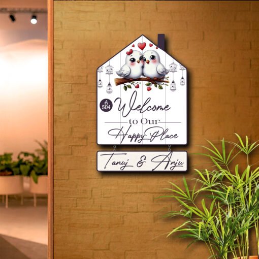 Nameplate Design – Love-Birds Hut-Shape Door for Couple - Sblossom