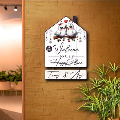 Nameplate Design – Love-Birds Hut-Shape Door for Couple - Sblossom