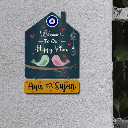 Nameplate Design – Love-Birds Hut-Shape Door for Couple - Sblossom