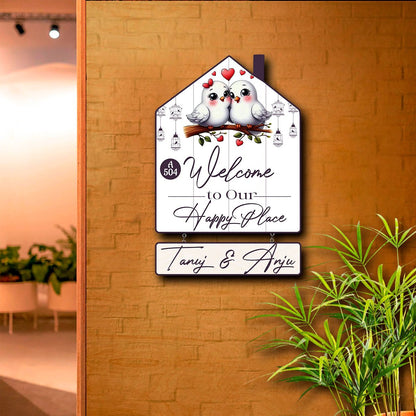 Nameplate Design – Love-Birds Hut-Shape Door for Couple - Sblossom