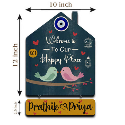 Nameplate Design – Love-Birds Hut-Shape Door for Couple - Sblossom