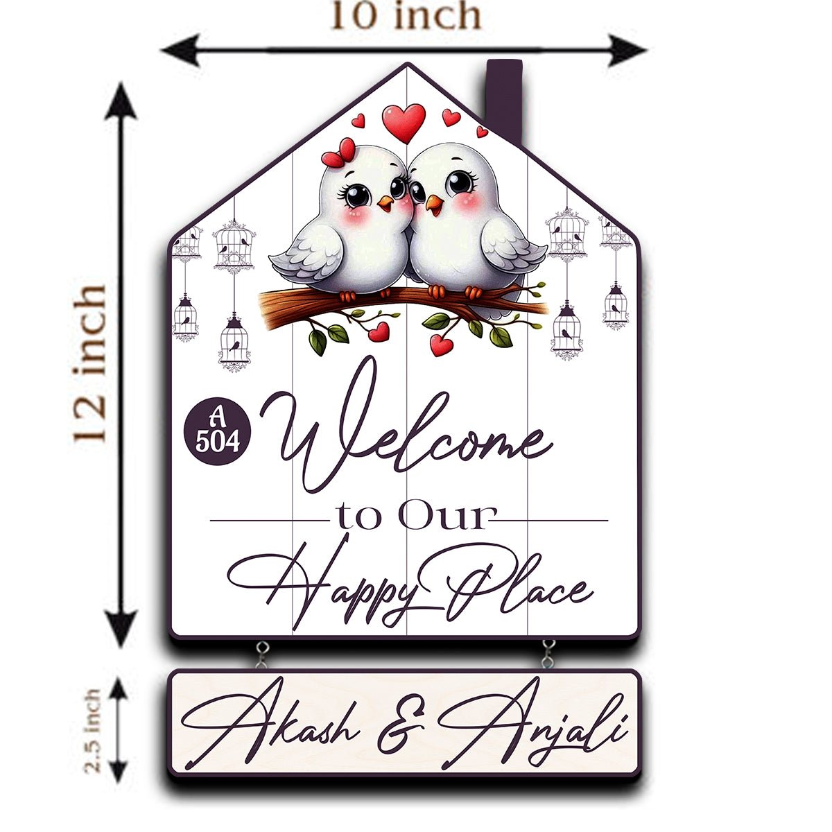 Nameplate Design – Love-Birds Hut-Shape Door for Couple - Sblossom