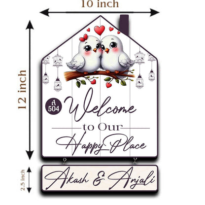 Nameplate Design – Love-Birds Hut-Shape Door for Couple - Sblossom