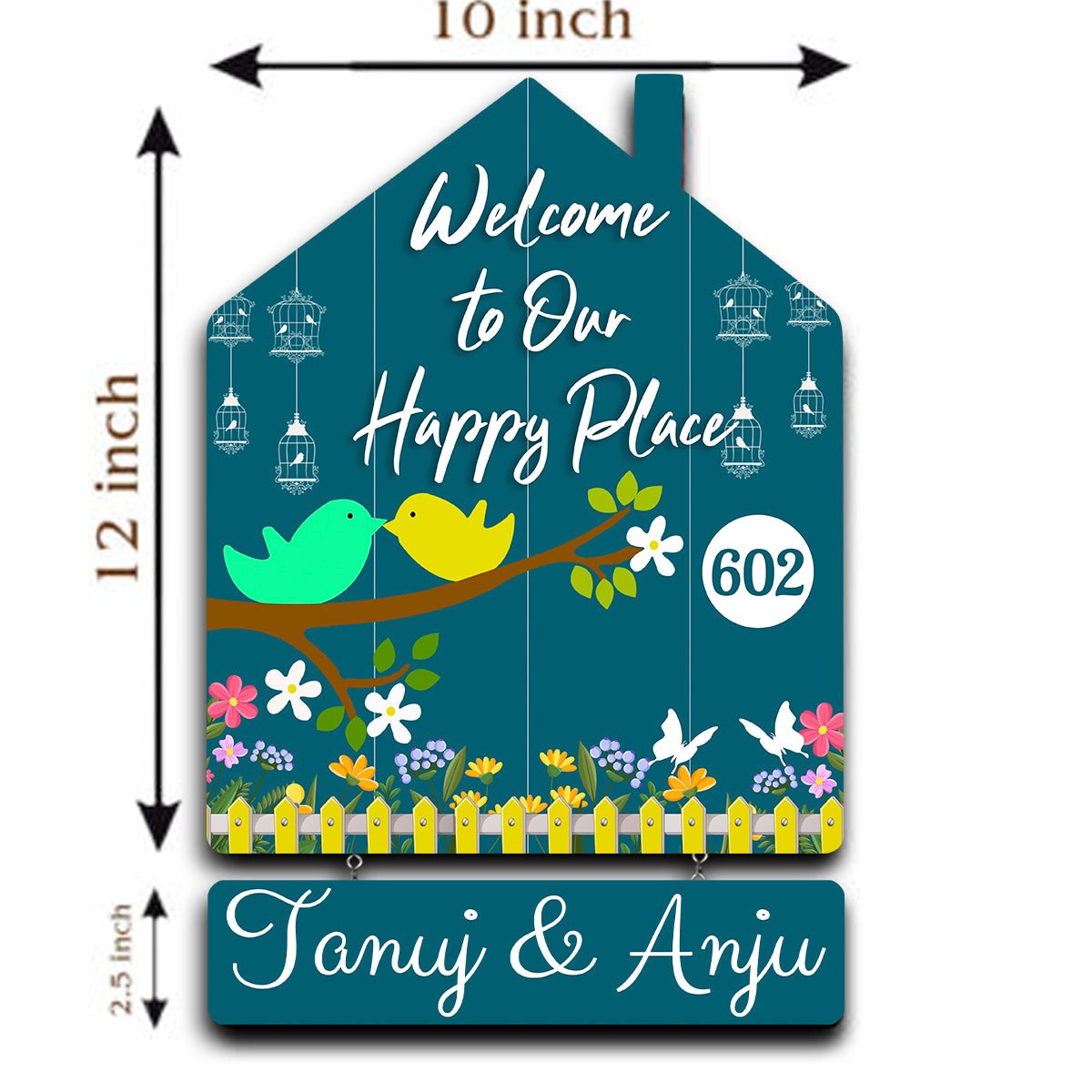 Nameplate Design – Love-Birds Hut-Shape Door for Couple - Sblossom