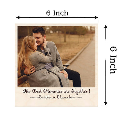 Natural Wood Photo Print with Personalized Floral Couple Design - Sblossom